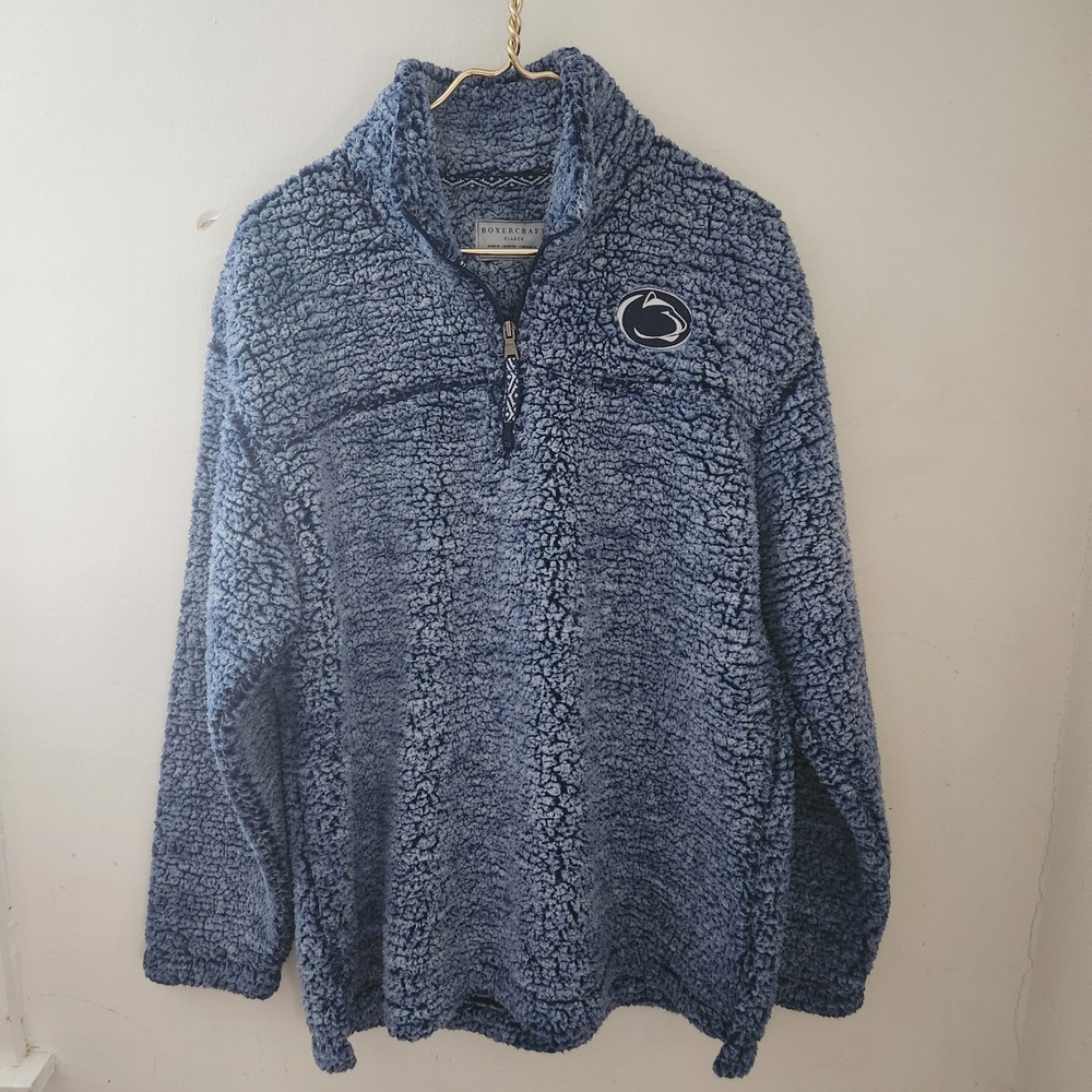 Boxercraft Penn State Nittany Lions Sherpa Fleece Quarter Zip Navy Mens XL